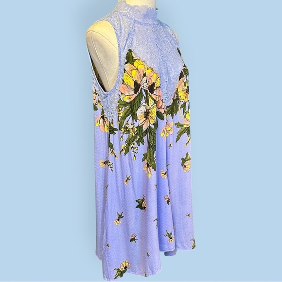 Free People ‘Marsha’ Printed Lace Slip Dress in “Periwinkle Sky” Size Large - Picture 16 of 16